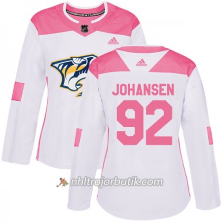 Dame Ishockey Nashville Predators Tröja Ryan Johansen 92 Adidas 2017-2018 Vit Rosa Fashion Authentic